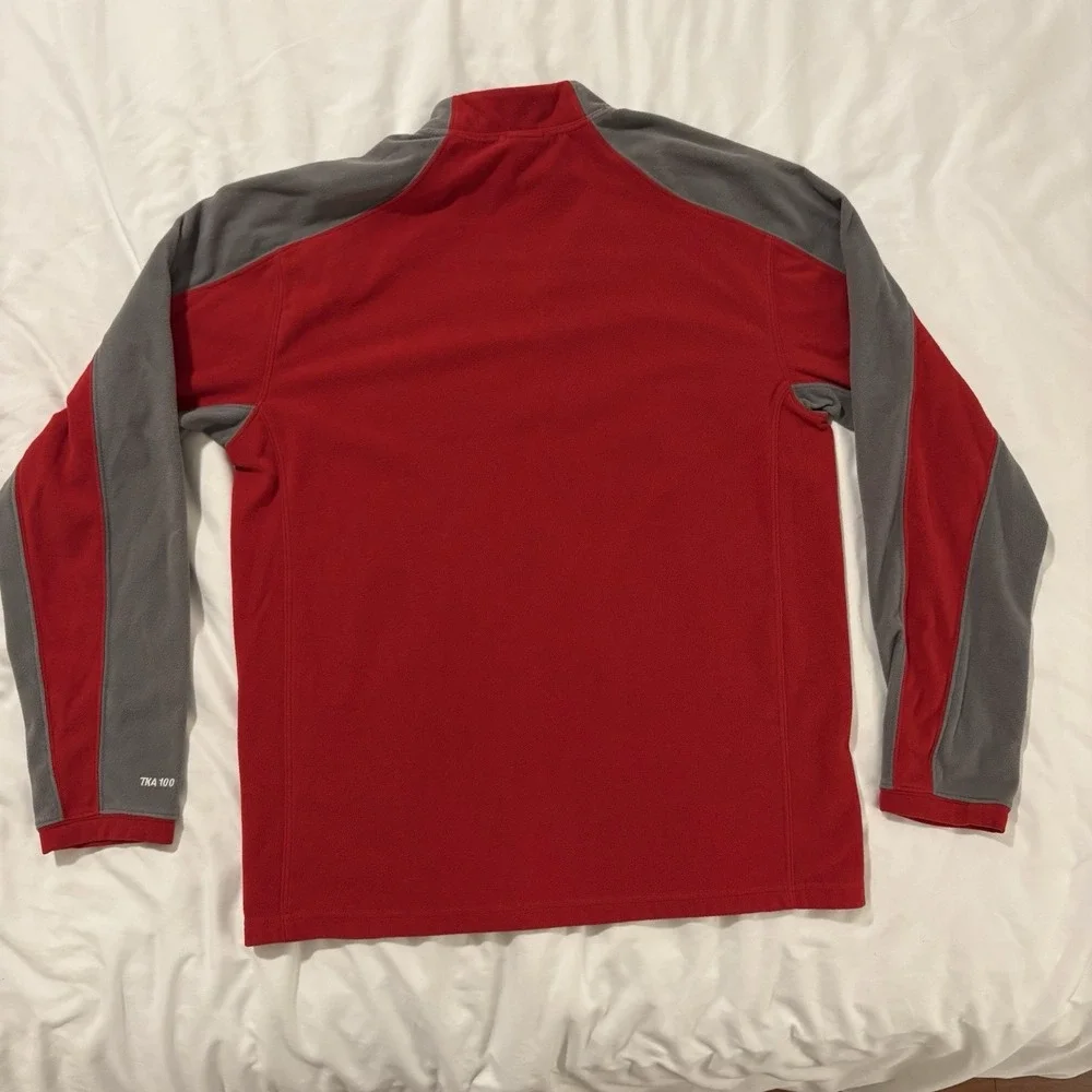 The North Face TKA 100 1/4 Zip Fleece Pullover Mens M Red Gray A436